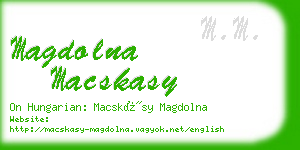 magdolna macskasy business card